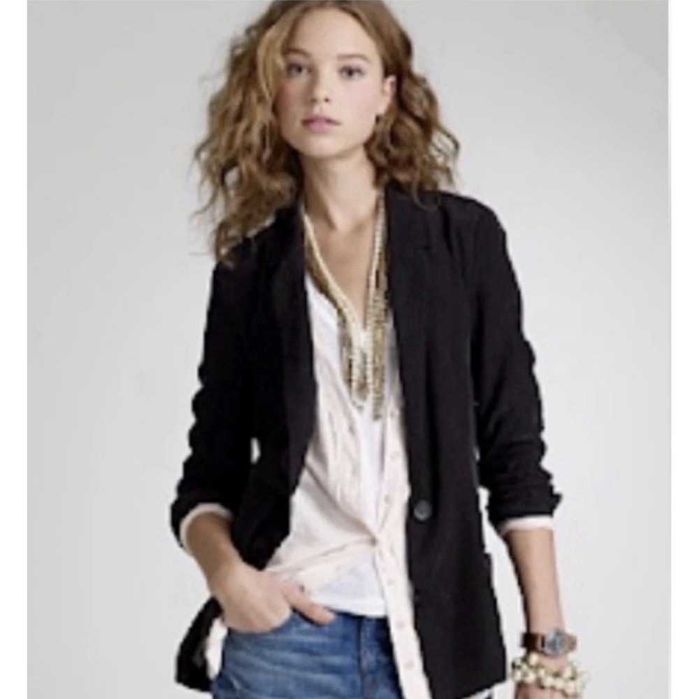 Standard James Perse Black Cotton French Terry Shawl Collar Blazer Size 1 Small